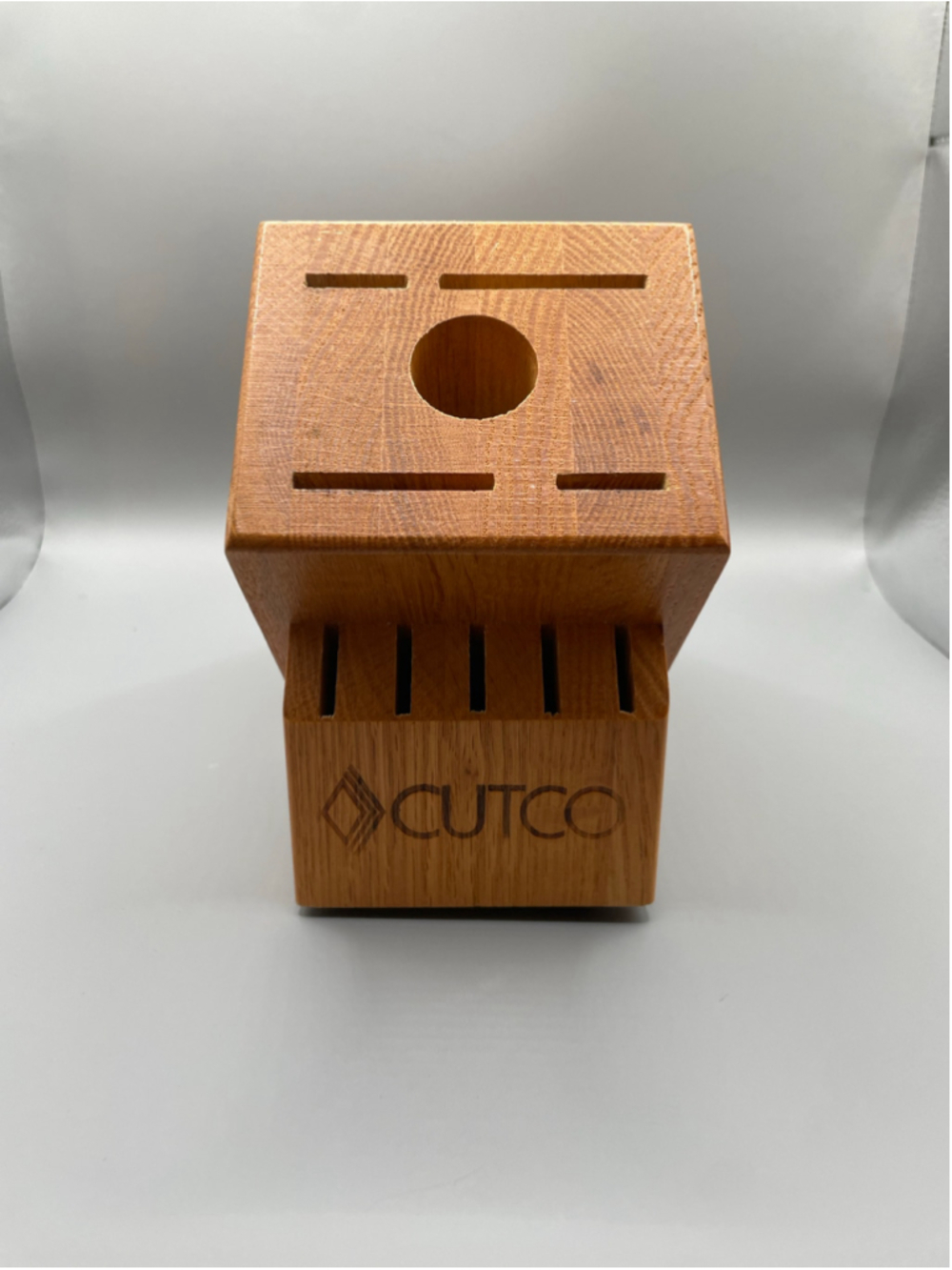 Cutco Oak Knife Block 10 Slot Wood Knife Storage Block USA Made Countertop